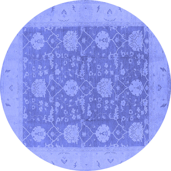 Round Oriental Blue Traditional Rug, urb797blu
