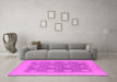 Machine Washable Oriental Pink Traditional Rug in a Living Room, wshurb797pnk