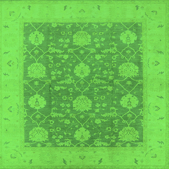 Square Machine Washable Oriental Green Traditional Area Rugs, wshurb797grn