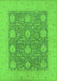 Machine Washable Oriental Green Traditional Area Rugs, wshurb797grn