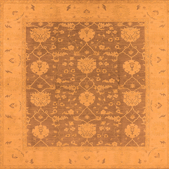 Square Machine Washable Oriental Orange Traditional Area Rugs, wshurb797org