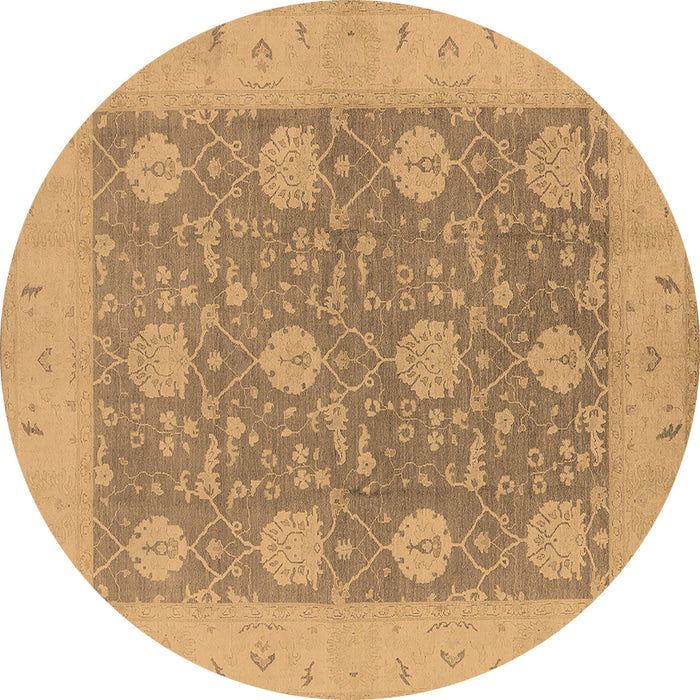 Round Oriental Brown Traditional Rug, urb797brn