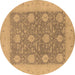 Round Oriental Brown Traditional Rug, urb797brn