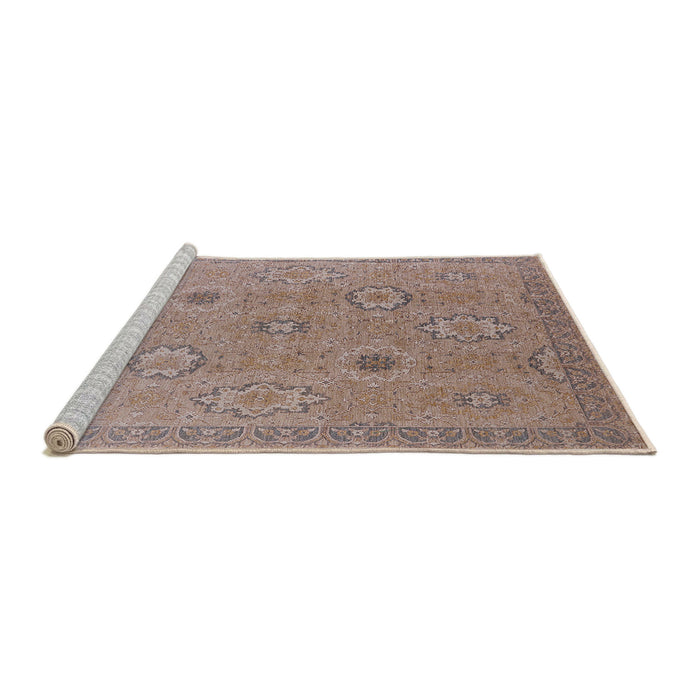 Sideview of Machine Washable Industrial Modern Dark Almond Brown Rug, wshurb798