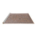 Sideview of Machine Washable Industrial Modern Dark Almond Brown Rug, wshurb798