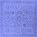 Square Machine Washable Oriental Blue Traditional Rug, wshurb798blu