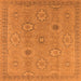 Square Machine Washable Oriental Orange Traditional Area Rugs, wshurb798org