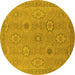 Round Oriental Yellow Traditional Rug, urb798yw