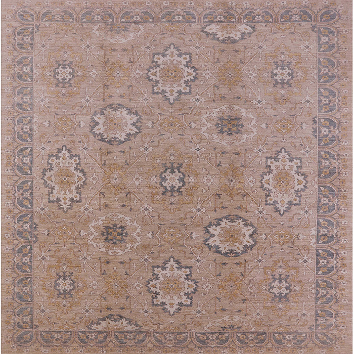 Square Mid-Century Modern Dark Almond Brown Oriental Rug, urb798