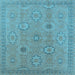 Square Machine Washable Oriental Light Blue Traditional Rug, wshurb798lblu