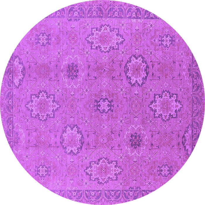 Round Oriental Purple Traditional Rug, urb798pur