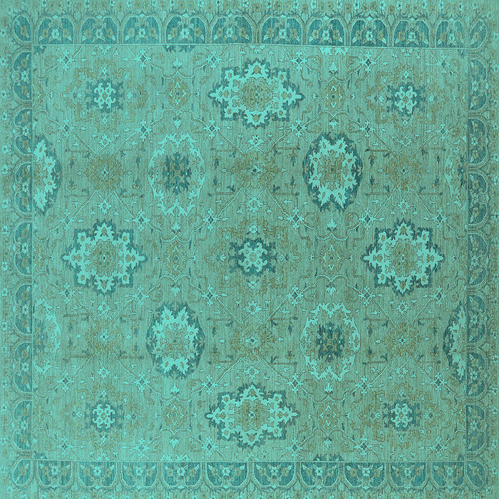 Square Machine Washable Oriental Turquoise Traditional Area Rugs, wshurb798turq