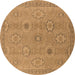 Round Oriental Brown Traditional Rug, urb798brn