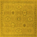 Square Machine Washable Oriental Yellow Traditional Rug, wshurb798yw