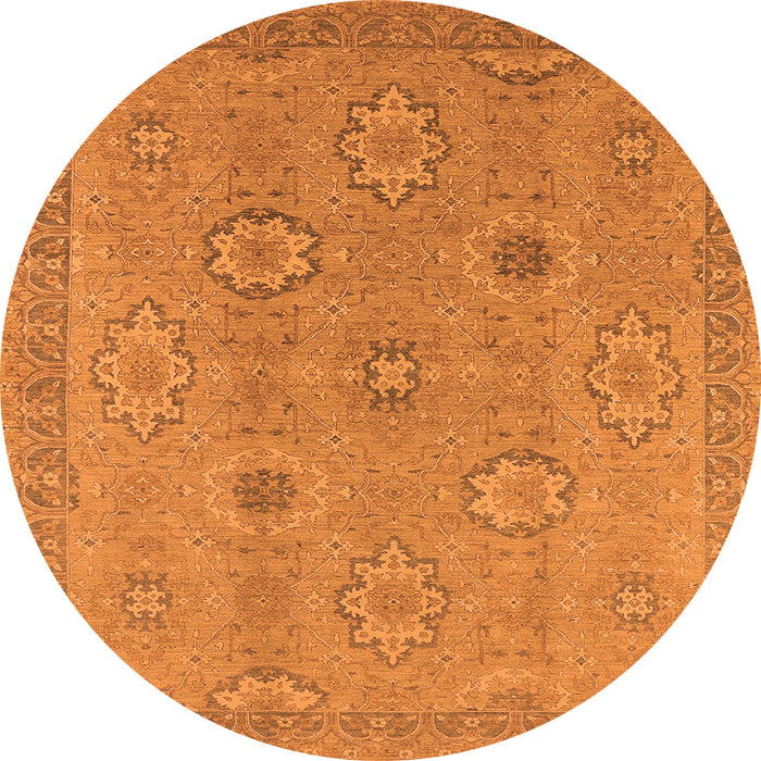 Round Oriental Orange Traditional Rug, urb798org