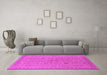 Machine Washable Oriental Pink Traditional Rug in a Living Room, wshurb798pnk