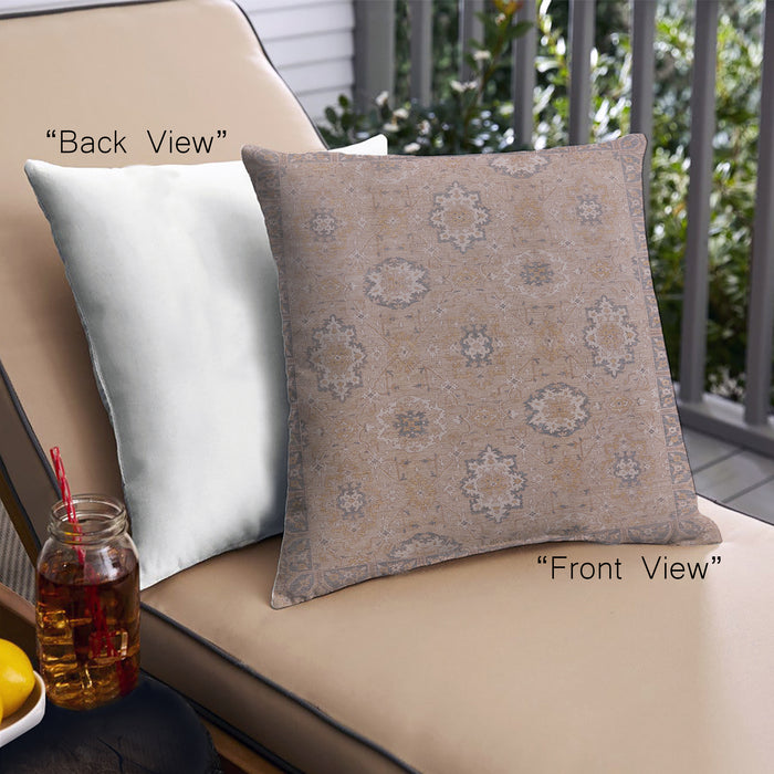 Front View of Mid-Century Modern Urban Square Dark Almond Brown Throw Pillow, 18 inch by 18 inch, pwurb798