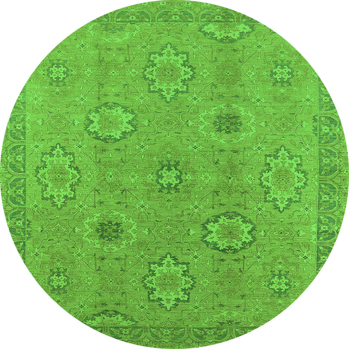 Round Oriental Green Traditional Rug, urb798grn