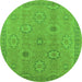 Round Oriental Green Traditional Rug, urb798grn
