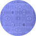 Round Oriental Blue Traditional Rug, urb798blu