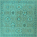 Square Oriental Turquoise Traditional Rug, urb798turq