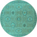 Round Oriental Turquoise Traditional Rug, urb798turq