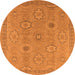 Round Machine Washable Oriental Orange Traditional Area Rugs, wshurb798org