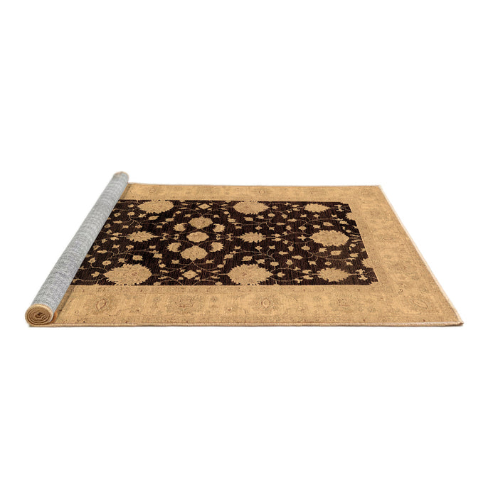 Sideview of Machine Washable Oriental Brown Traditional Rug, wshurb799brn