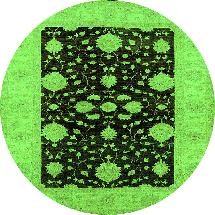 Round Oriental Green Traditional Rug, urb799grn