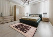 Mid-Century Modern Rose Pink Oriental Rug in a Bedroom, urb799