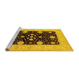 Sideview of Machine Washable Oriental Yellow Traditional Rug, wshurb799yw