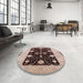 Round Machine Washable Industrial Modern Rose Pink Rug in a Office, wshurb799