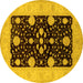 Round Oriental Yellow Traditional Rug, urb799yw