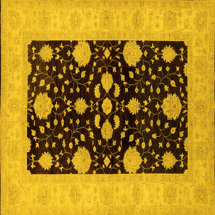 Square Machine Washable Oriental Yellow Traditional Rug, wshurb799yw