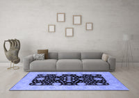 Machine Washable Oriental Blue Traditional Rug, wshurb799blu