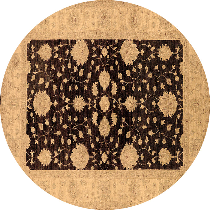 Round Oriental Brown Traditional Rug, urb799brn