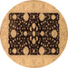 Round Oriental Brown Traditional Rug, urb799brn