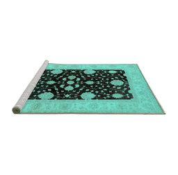 Sideview of Machine Washable Oriental Turquoise Traditional Area Rugs, wshurb799turq