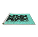 Sideview of Machine Washable Oriental Turquoise Traditional Area Rugs, wshurb799turq