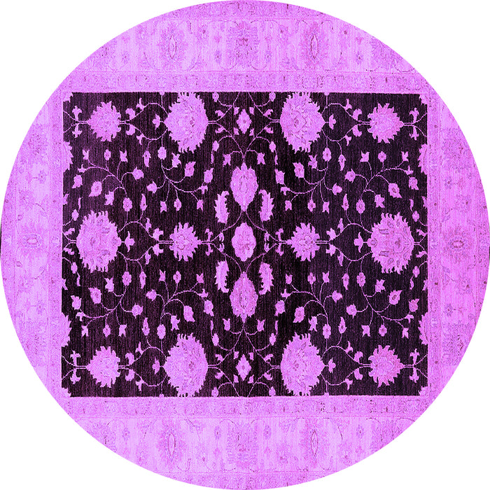 Round Oriental Purple Traditional Rug, urb799pur