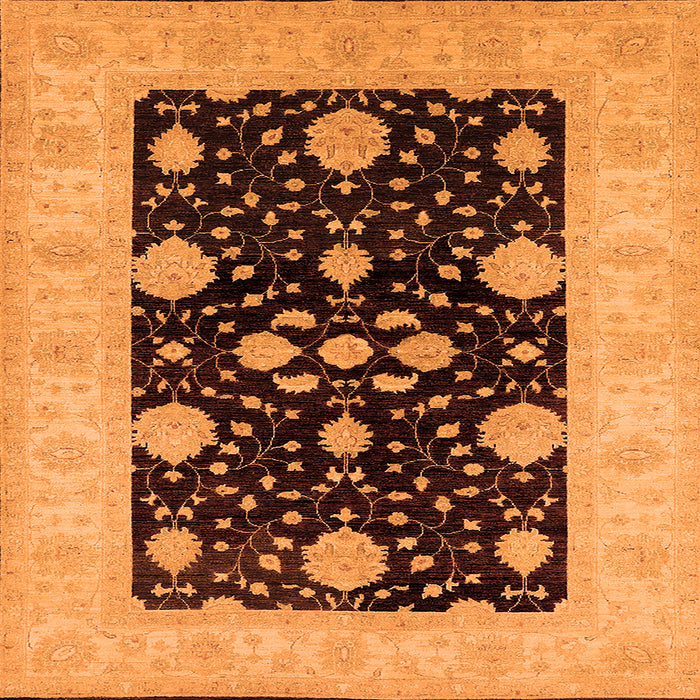 Square Machine Washable Oriental Orange Traditional Area Rugs, wshurb799org