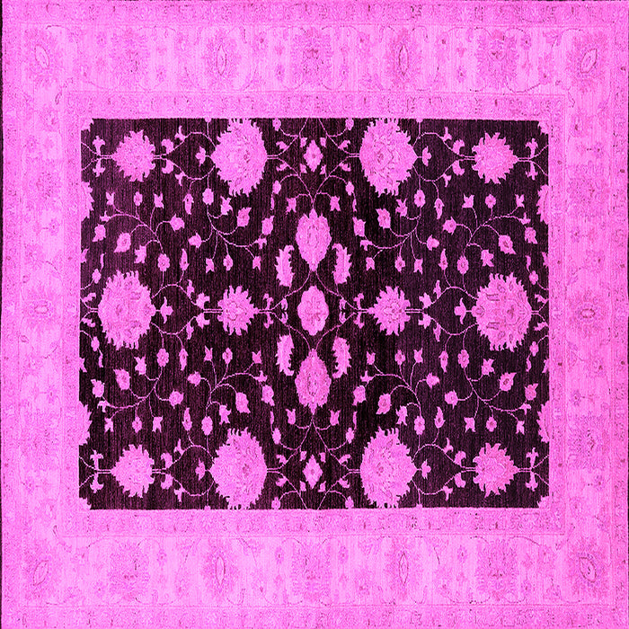 Square Machine Washable Oriental Pink Traditional Rug, wshurb799pnk