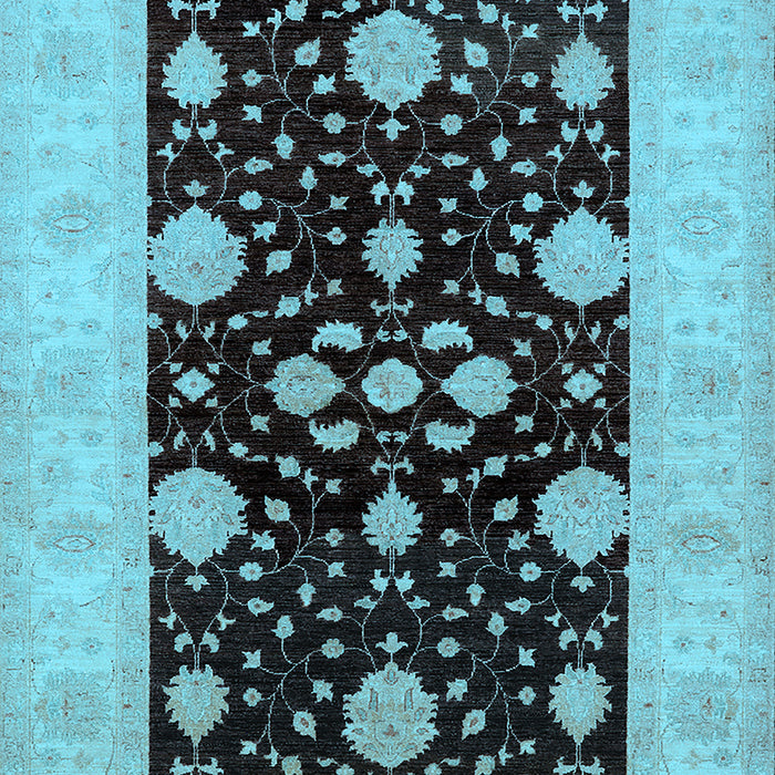 Machine Washable Oriental Light Blue Traditional Rug, wshurb799lblu