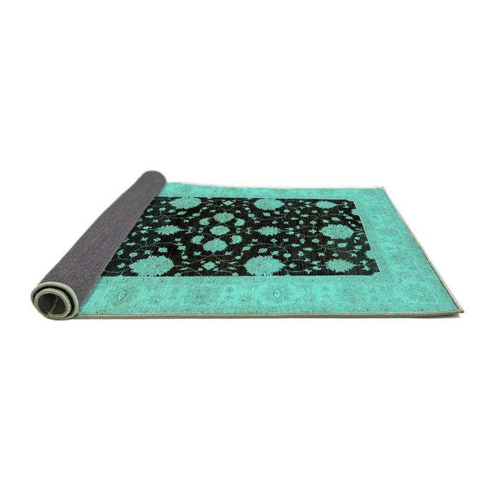 Sideview of Oriental Turquoise Traditional Rug, urb799turq