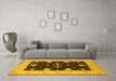 Machine Washable Oriental Yellow Traditional Rug in a Living Room, wshurb799yw