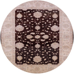 Round Mid-Century Modern Rose Pink Oriental Rug, urb799