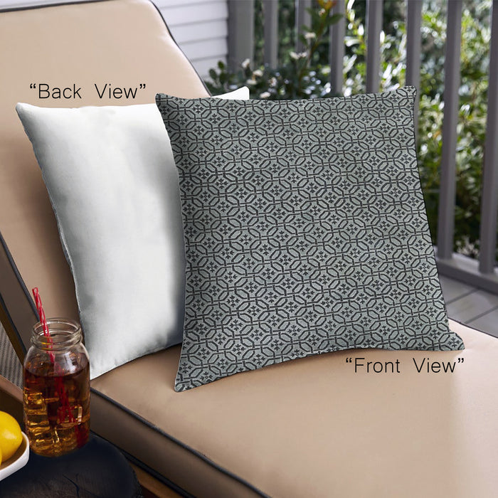 Front View of Mid-Century Modern Urban Square Midnight Gary Throw Pillow, 18 inch by 18 inch, pwurb79