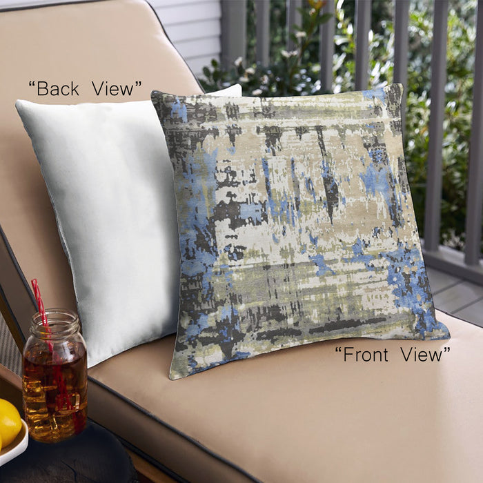 Front View of Mid-Century Modern Urban Square Tan Brown Gold Throw Pillow, 18 inch by 18 inch, pwurb7