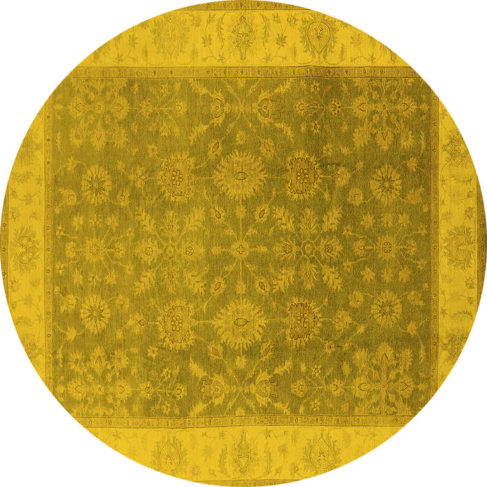 Round Oriental Yellow Traditional Rug, urb800yw