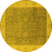 Round Oriental Yellow Traditional Rug, urb800yw